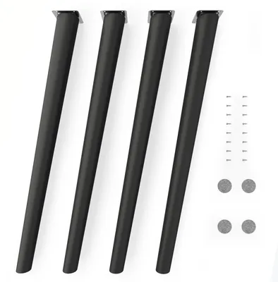 Produktbild von 4x sossai Holzfüße Schwarzmatt - schräge Ausführung 71cm Buche