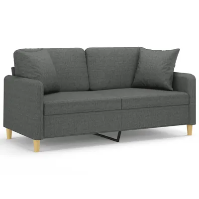 Produktbild von vidaXL 2-Sitzer-Sofa mit Zierkissen Dunkelgrau 140 cm Stoff
