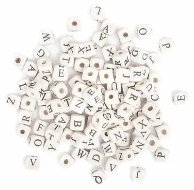 Immagine prodotto di Perline in legno a forma di lettere, 100 pezzi - Dalprint dpCraft