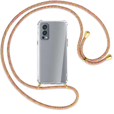 Produktbild von Handykette Backcover-Schutzhülle mit Band (Metall goldfarben) für OnePlus Nord 2 5G - Rainbow