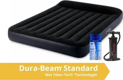 Produktbild von Intex Pillow Rest - Luftmatratze - Doppelt - Kingsize - Mit Reparaturset und Handpumpe - 203x183x25 cm - PVC - Dunkelblau