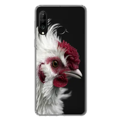 Produktbild von MuchoWow® Handyhülle Schutzhülle Hülle für Huawei P30 Lite Huhn - Vogel - Schwarz Silikon Softcase Handy Hülle - Handyhülle