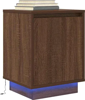 Zdjęcie produktu dla Maison Exclusive – stolik nocny z oświetleniem LED, brązowy, imitacja dębu, 38 x 34 x 50 cm