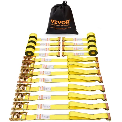Produktbild von VEVOR 8er-Set Spanngurt 0,05 x 4,6 m Zurrgurt 1995,8 kg Ratschenzurrgurt Polyester-Gurt Kohlenstoffstahl-Haken Befestigungsgurt Ratschenspanngurt Ideal für Motorräder Fahrräder Kajaks UTV Boote ATV