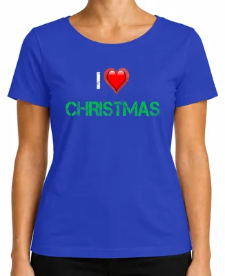 Obrázok produktu pre I Love Christmas Heart Red Grunge Christmas Gift Vintage dámske tričko, modrá, L