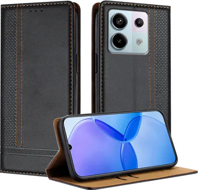 Image de Etui pour Xiaomi Redmi Note 13 Pro 5G étui en cuir avec fonction stand noir