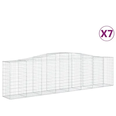 Zdjęcie produktu dla vidaXL Gabiony z wysokim łukiem 7 szt. 400x50x100/120cm Ocynkowane żelazo