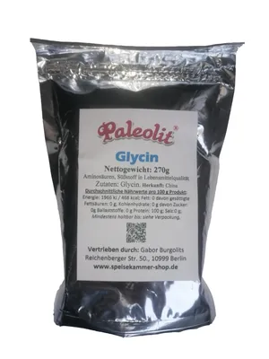 Produktbild von 270g Glycin 100% reines Pulver ohne Zusätze Aminosäure Zuckerersatz