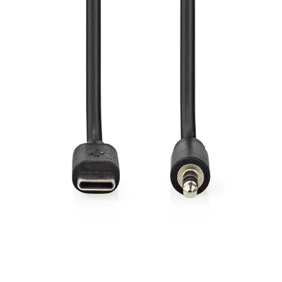 Zdjęcie produktu dla Adapter USB-C Nedis - USB 2.0 - USB-C męski - 3,5 mm męski - 1,00 m - okrągły - niklowany - czarny - etykieta