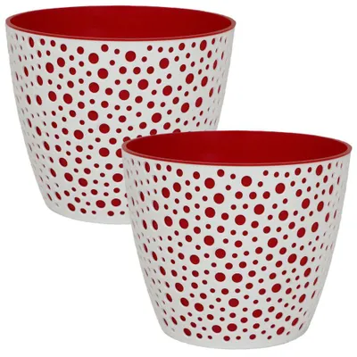 Produktbild von MePla - 2 Stück Kunststoff-Übertopf VERO ø 11 weiss/rot