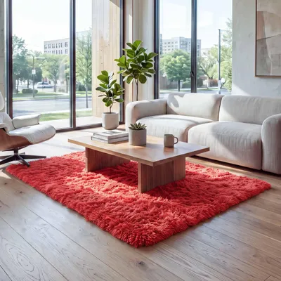 Obrázok produktu pre Koberec HWC-F69, Shaggy runner vysoký vlas dlhý vlas, látka/textil nadýchaný mäkký 200x140cm ~ červená