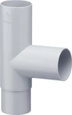 A white PVC pipe fitting on a white background.