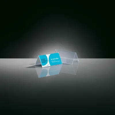 Zdjęcie produktu dla sigel Tischaufsteller, Hartplastik, 95 x 42 mm, Dachform glasklar, beidseitige Präsentation (TA138)