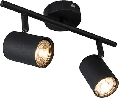 Produktbild von Qazqa Smart led Verstellbarer Deckenstrahler, Deckenspot - Jeana - Schwarz , inkl. 4.7W LED-Lampe, 2700K - 6000K, dimmbar, 33cm, 2-flammig, Ideal als Küche lampe, Schlafzimmerlampe und Wohnzimmerlampe
