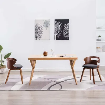 Produktbild von The Living Store Esszimmerstühle 2 Stk. Dunkelgrau Bugholz und Stoff