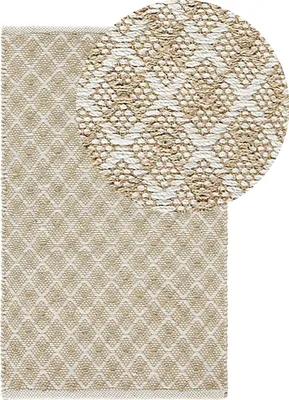 Zdjęcie produktu dla BELIANI Dywan beżowy jutowy 50 x 80 cm tkany ręcznie styl boho do przedpokoju sypialni
