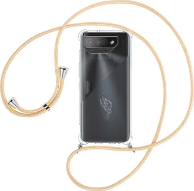 Produktbild von Handykette Backcover-Schutzhülle mit Band (Metall silberfarben) für Asus ROG Phone 7 (6.78'') - Goldkordel