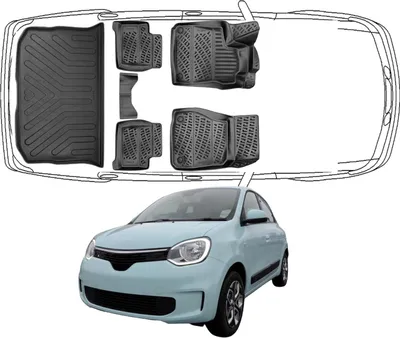 Produktbild von 3D Fußmatten & Kofferraumwanne Auto Set Kompatibel mit Renault  Twingo_3 2014 - 2024