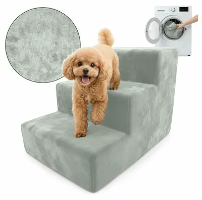 Immagine prodotto di Muralo Scala per cani e gatti Rampa SCALA PER CANI Scala per animali domestici 3 gradini Tessuto Mint Magic Velvet