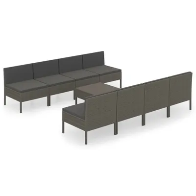 Obrázek produktu pro vidaXL 9dílná zahradní lounge souprava s polštáři Poly ratan Grey