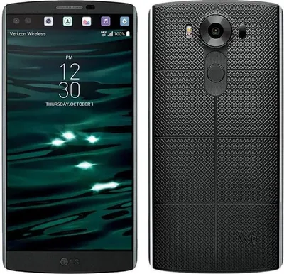 Front and back view of an LG V10 smartphone.