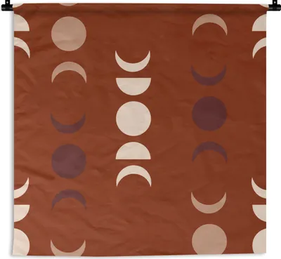 Produktbild von MuchoWow® Wandteppich Wandbehang Mond - Rot - Muster 60x60 cm Tapisserie Dekoration Wandtuch - Dekorationen - Wand Decke