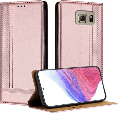 Obrázek produktu pro Pouzdro pro Samsung Galaxy S6 kožené flipové pouzdro s funkcí stojánku Růžový