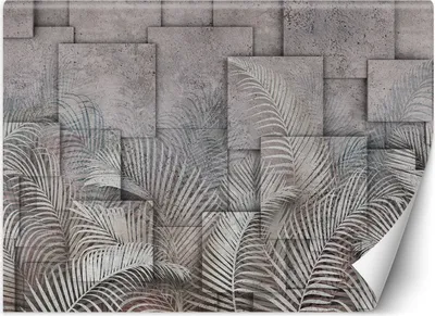 Produktbild von Vlies fototapete Palmblätter 3D Beton 400x280 cm Feeby Grau inkl. Kleber einfache Montage
