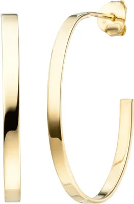 Produktbild von Creolen Ohrringe Halbcreolen 33mm Ohrschmuck oval 925 Silber Gelbgold vergoldet