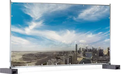 Produktbild von Wallario XXL Outdoor-Poster für Garten oder Balkon, Motiv Panoramablick über Dubai, in ca. 340 x 173 cm