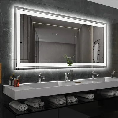 Image de Miroir de salle de bain - avec LED - Miroir - Miroir intelligent - Miroir de salle de bain avec éclairage - Anti-buée - Gradable