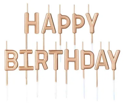 Buchstabenkerzen Happy Birthday, 60 Stück, Gold, 7,6 cm