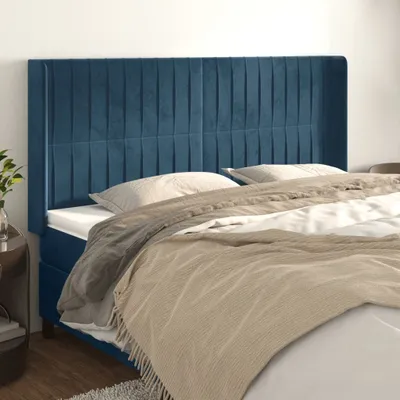 Produktbild von Möbel Kopfteil mit Ohren Dunkelblau 183x16x118/128 cm Samt - Kopfteile 3119882