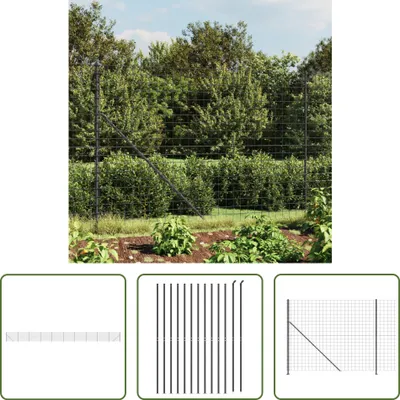 Produktbild von The Living Store Maschendrahtzaun mit Bodenflansch Anthrazit 1,6x25 m