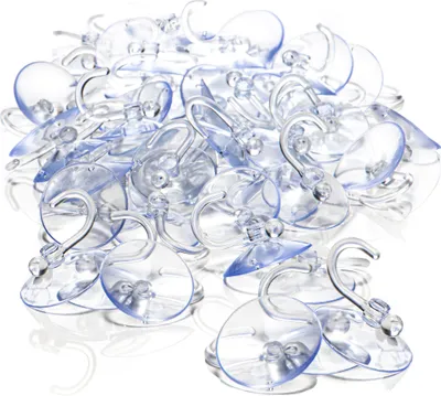 Produktbild von com-four® 80x Saugnapfhalter mit Kunststoffhaken - Mehrzweck-Haken für Lichterketten und andere Dekoration - Wandhaken