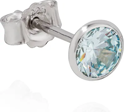 Produktbild von Einzel Kelch Ohrstecker 925 Silber 5mm Zirkonia Aquamarin hellblau Ohrring