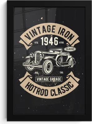 Produktbild von MuchoWow® MuchoWow® Gerahmtes Poster Mancave - Auto - Schwarz - Vintage 20x30 cm - Poster mit zchwarzem Bilderrahmen - Drucken - Bilder Poster im Rahmen