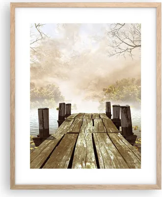 Produktbild von Gerahmtes Poster - Rahmen in heller Eiche - Illustration herbst landschaft bäume - 40x50 cm - Wand Bild - Wanddeko - Wandbilder - Wandposter - Bilderrahmen - Bilder - Kunstdruck - P2NPA40x50-2394