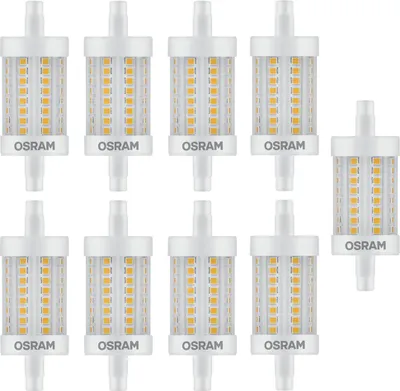 Image de 9 x Osram LED Star Line 78mm 8W = 75W R7s blanc chaud 2700K DIMMBAR