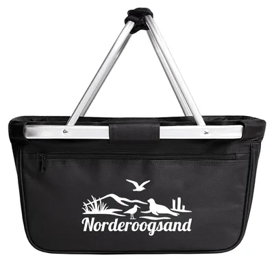 Produktbild von Huuraa Einkaufskorb Norderoogsand Strandmotiv 20 Liter Black faltbarer Tragekorb Geschenkidee