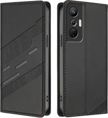Produktbild von Hülle für Infinix Hot 20S, Kunstleder Brieftaschen Handyhülle mit Kartenfach und Standfunktion Schwarz