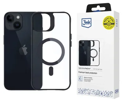 Produktbild von 3MK Satin Armor MagCase, Cover, Apple, iPhone 14, iPhone 13, 15,4 cm (6.06"), Schwarz, Transparent