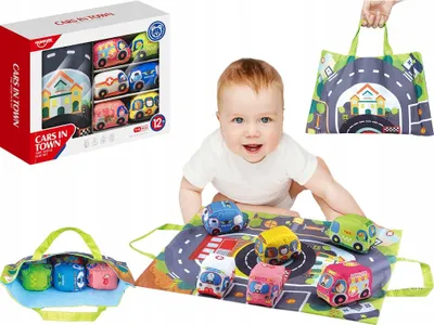 Produktbild von Set aus weichen Autos mit Sinnesmatte, 6-tlg, bunt