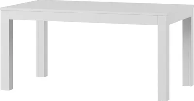 A white dining table on a white background.