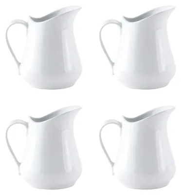 4er-Set weiße Porzellan-Milchkännchen 80 ml mit Griff