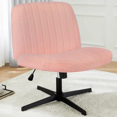 Produktbild von Sweiko Bürostuhl,Stuhl mit gekreuzten Beinen,Armlehnstuhl ohne Rollen,Samt,Rosa