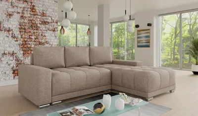 Produktbild von Ecksofa Pavo mit Schlaffunktion und Bettkasten - L-Form Couch mit Bonell-Federkern, Polsterecke, Couchgarnitur, Eckcouch, Sofa, Sofagarnitur (Sawana 27)