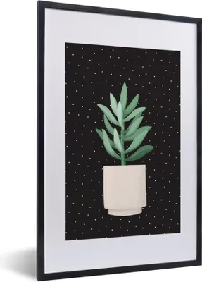 Produktbild von MuchoWow® MuchoWow® Gerahmtes Poster Zimmerpflanze - Sukkulente - Blumentopf 40x60 cm - Poster mit zchwarzem Bilderrahmen - Poster in Rahmen