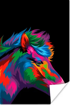 Produktbild von MuchoWow® Poster Pferd - Orange - Rot - Mädchen - Kinder - Mädchen 60x90 cm - Wanddekoration