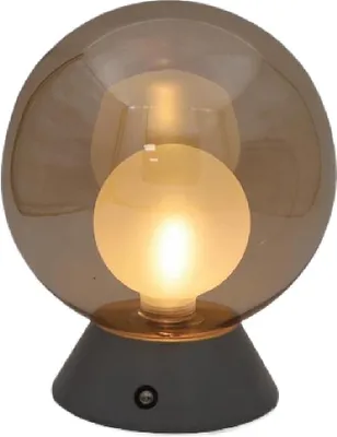 Zdjęcie produktu dla Luxus Europe - Lampa stołowa dotykowa Nora, srebrna - Bezprzewodowa lampa stołowa LED do użytku w pomieszczeniach – ładowana przez USB-C